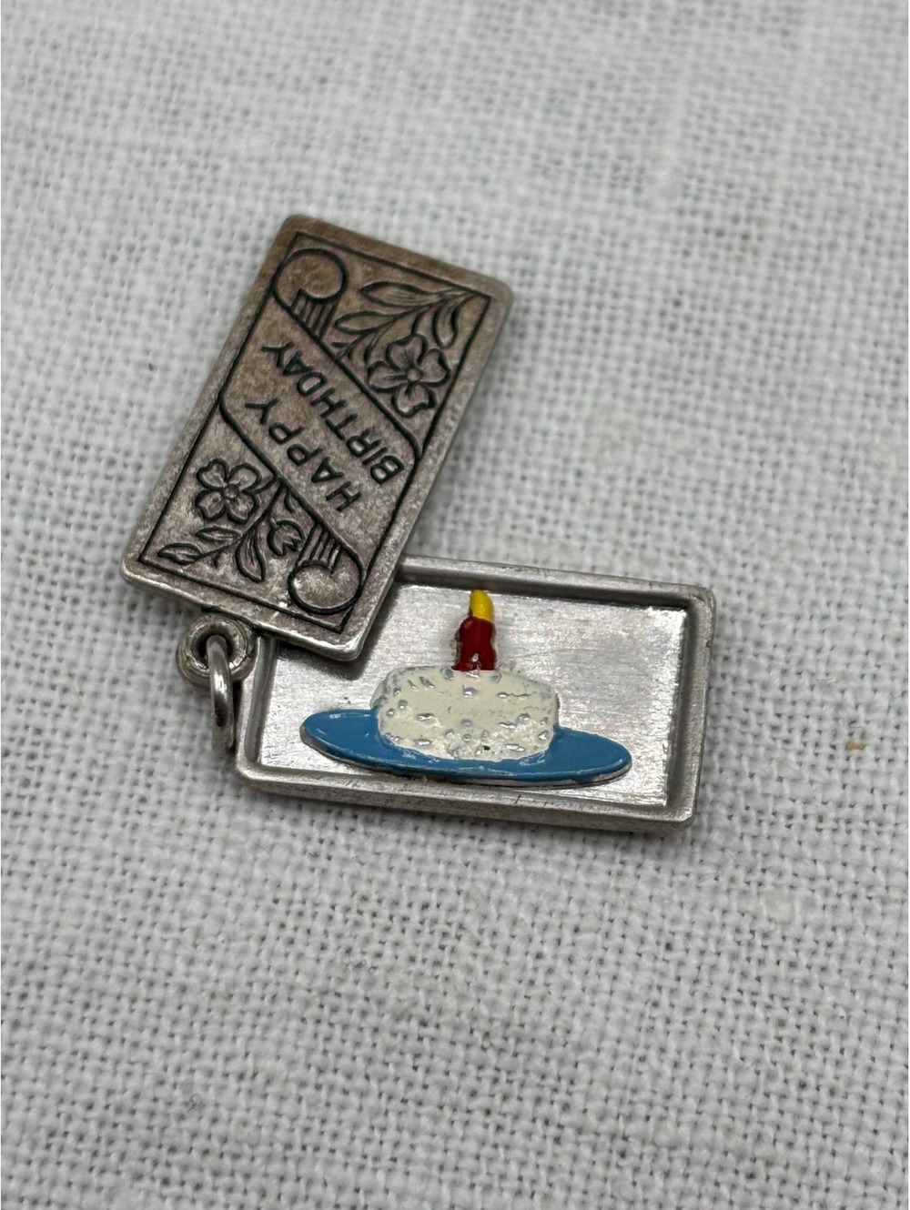 Vintage Sterling Silver Articulated Happy Birthday Charm